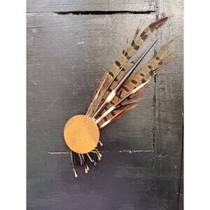 Handmade hair barrette with feathers
